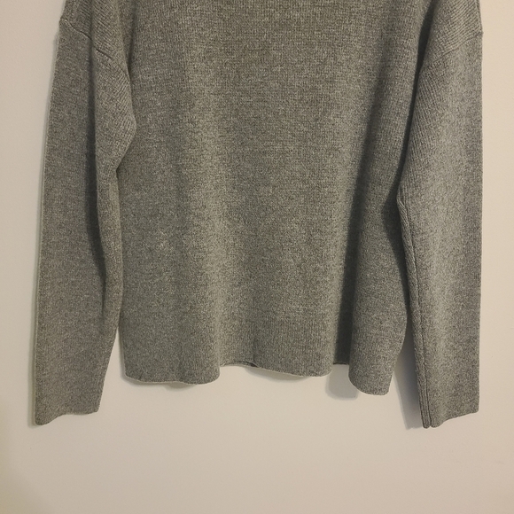Madewell | Women's Gray 100% Wool Drawstring Lace Up Neck Sweater (Size Small) - Picture 10 of 12